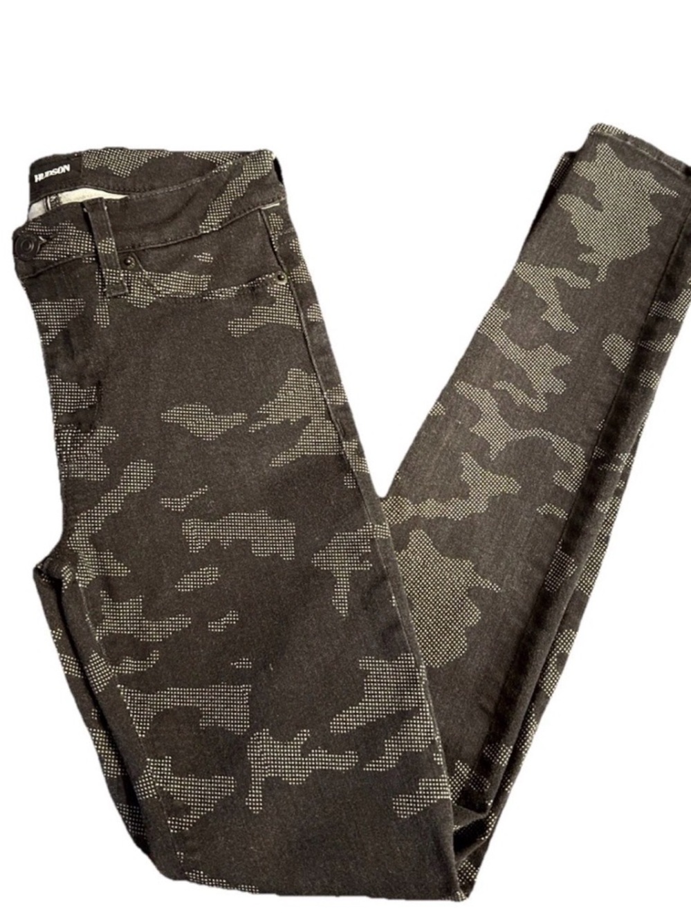 Hudson Jeans Nico Midrise Super Skinny Black Camo Print Denim Women's Size 26